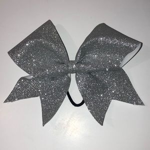 Customized Silver sparkly cheer bow